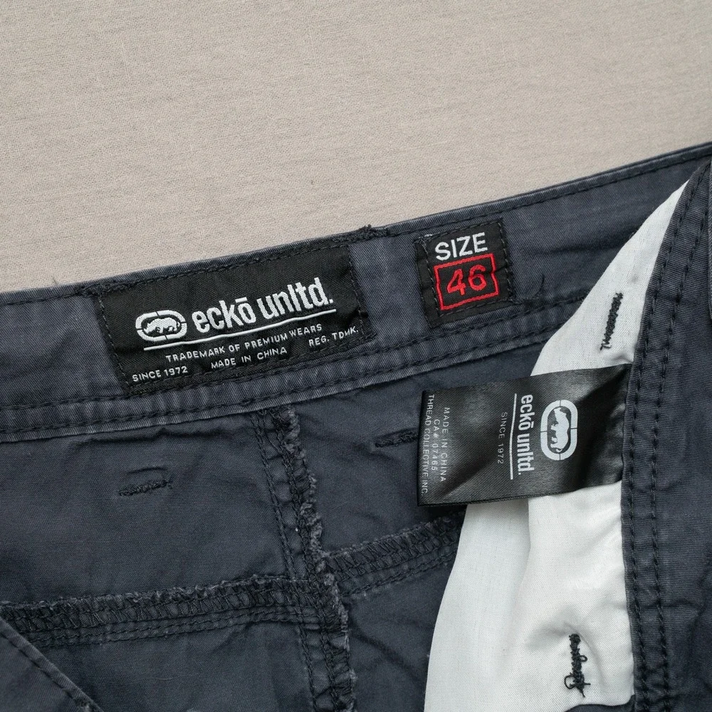 Vintage 2000s‎ Y2k Ecko Unltd Rhino Mega Baggy Cargo Shorts Gray Skater 46